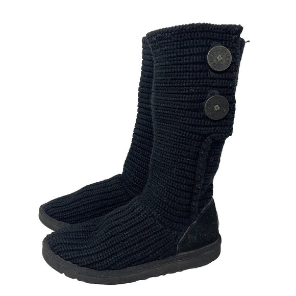 UGG Other - UGG Australia Black Cardy Knit Button Boots Girls Size 4